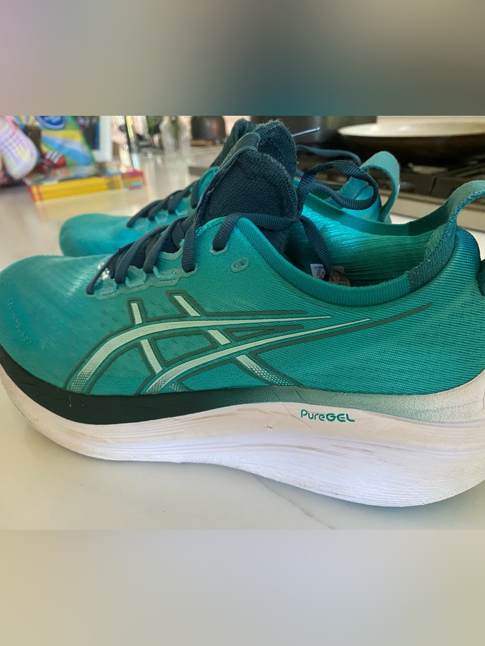 ASICS Gel-Nimbus 27 Mens Running Shoes Teal - Size 9